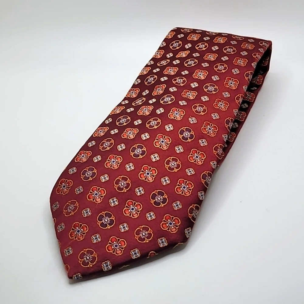 Red Floral 100% Silk Men's Tie